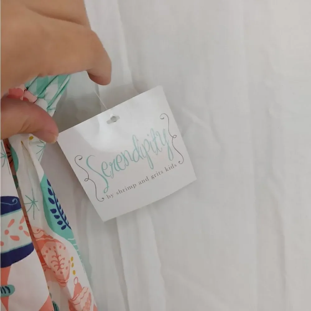 Nwt Serendipity Shrimp & Grits Ornament Christmas Halter Apron Dress Girls Size